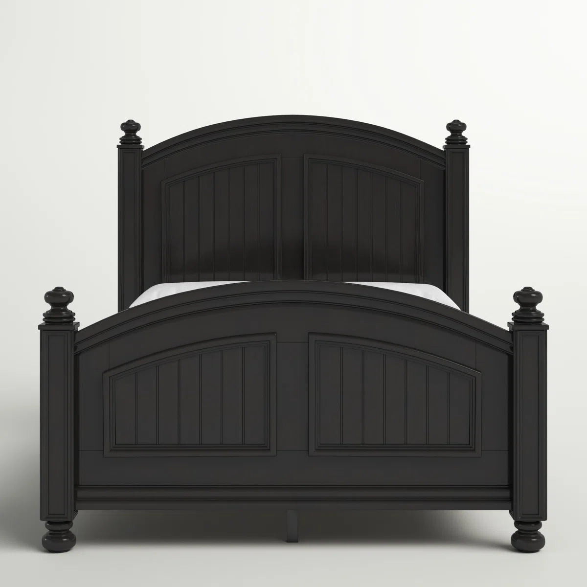 Adouer Wood Luxurious White Arch-Top Sheesham Wood Traditional Panel Bed