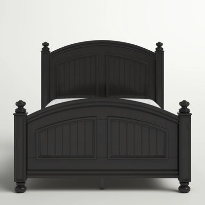 Adouer Wood Luxurious White Arch-Top Sheesham Wood Traditional Panel Bed