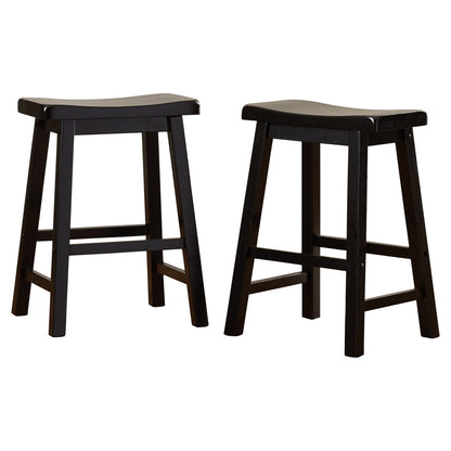 Handcrafted Solid Wood Counter-Height Bar Stools with Contoured Saddle Seat