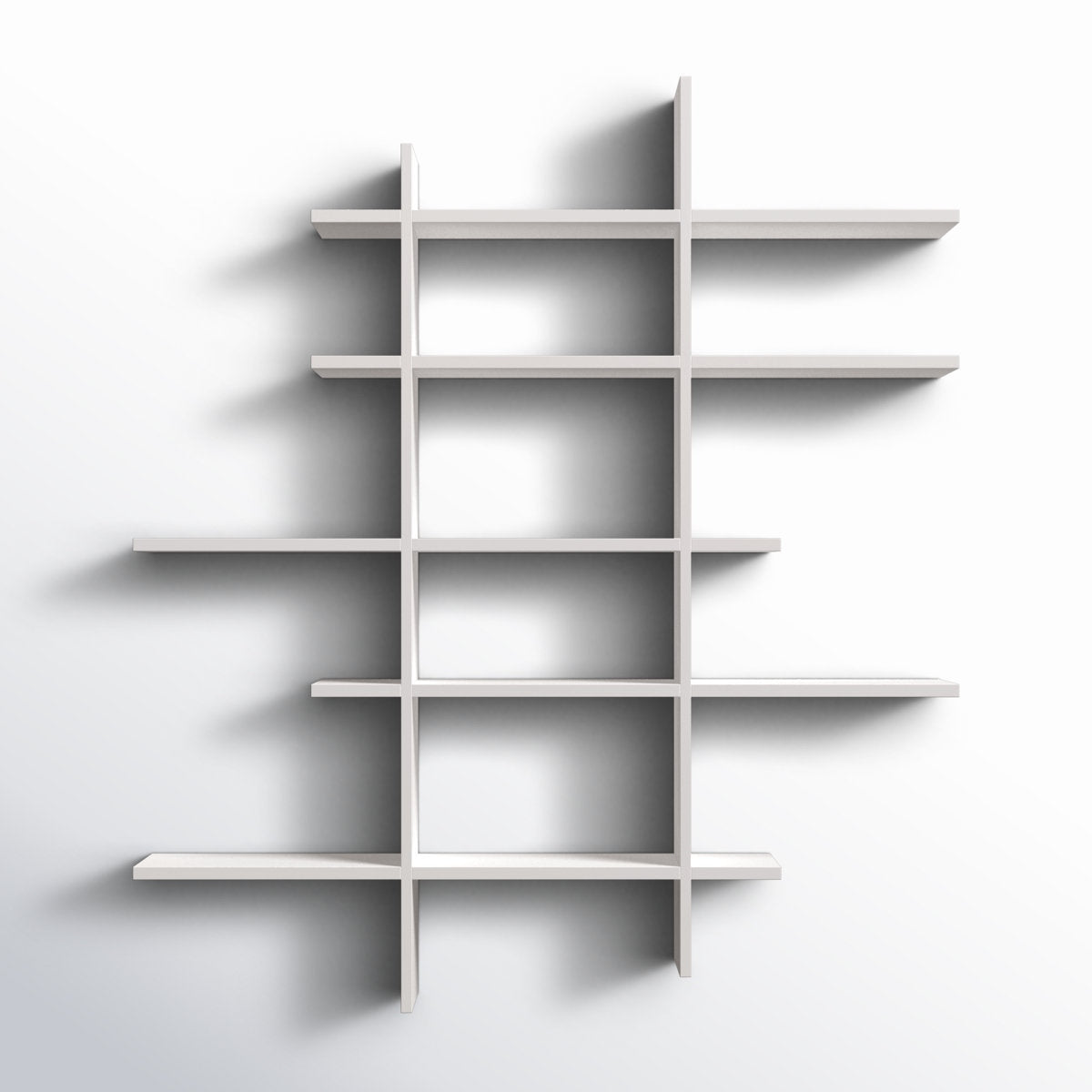 Solid Wood Geometric Interlocking Floating Wall Shelf