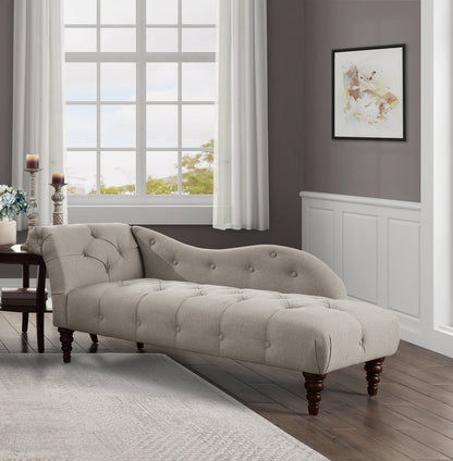 The Heritage Sheesham wood Chaise Lounge Sofa in Linen-Look Cotton
