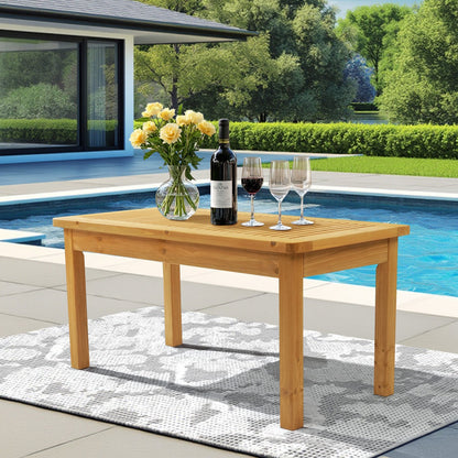 ADOUER WOOD Weather-Resistant Timber Garden Table with Slatted Top with Exterior PU Finish