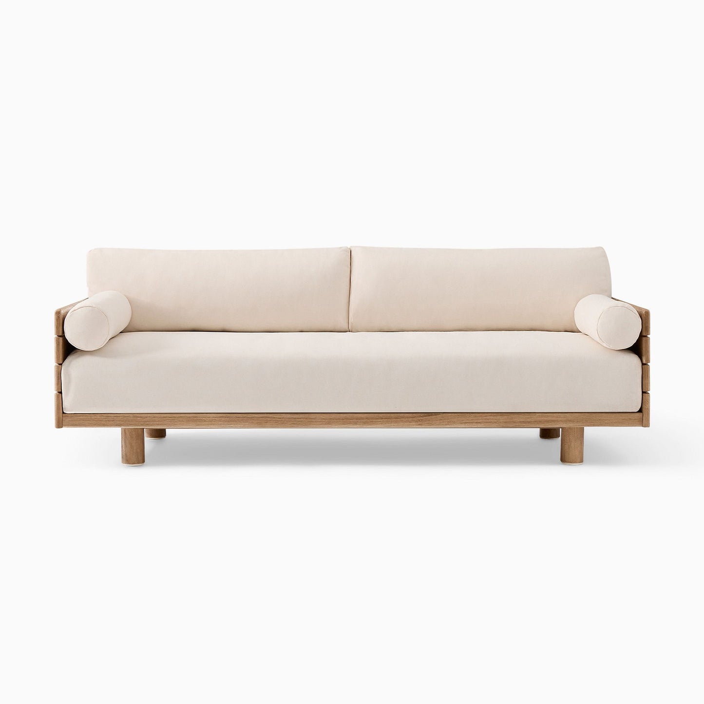 Adouer Wood Acacia Frame 3 Seater Sofa in Natural Finish – Minimalist Charm with Modern Comfort