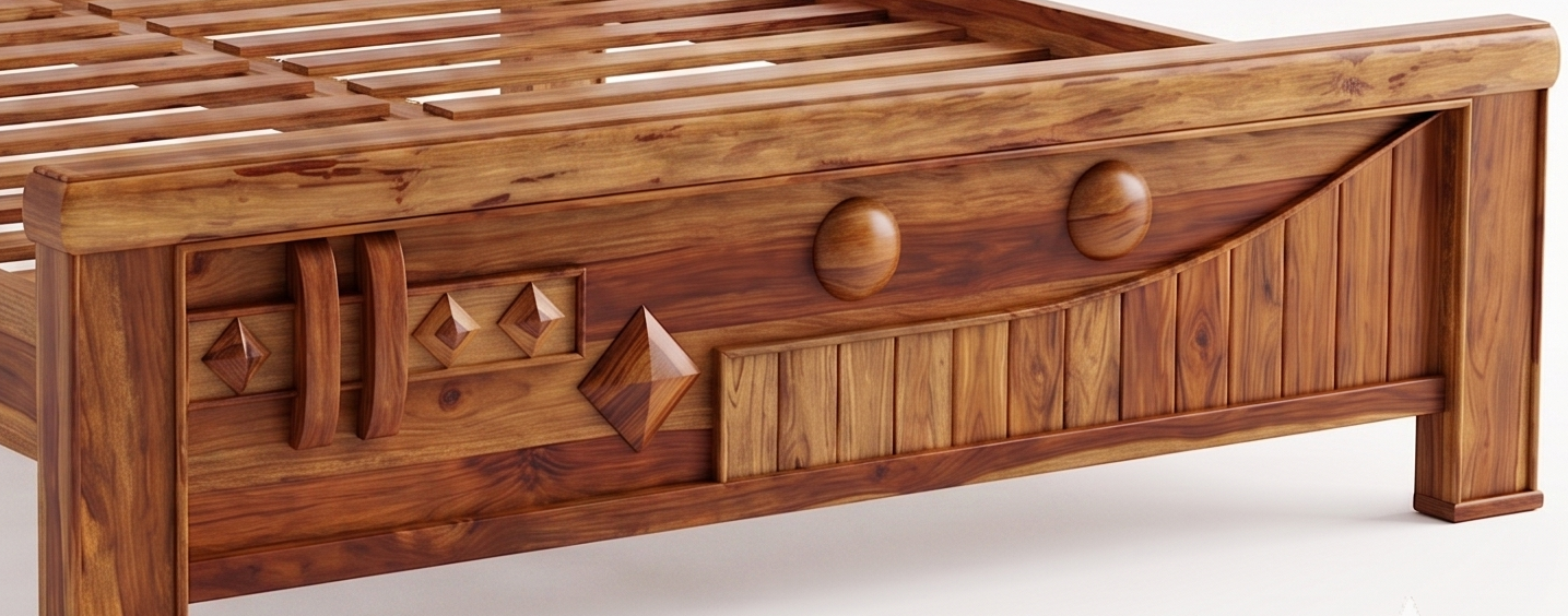 Heavy-Duty Wooden Double Bed by Adouer Wood