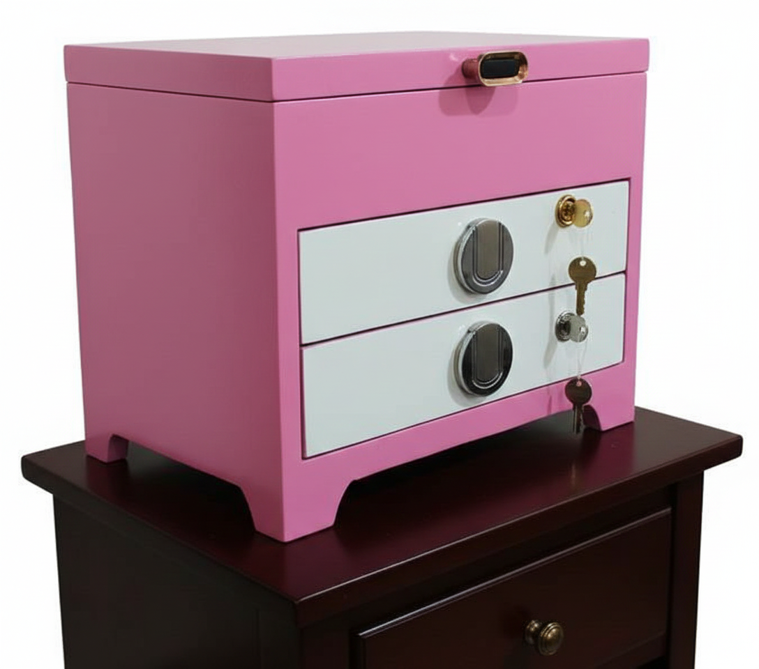 Adouer Wood Premium Solid Wood Jewellery Box with 2 Drawers & Mirror , Handcrafted Solidwood Keepsake Box