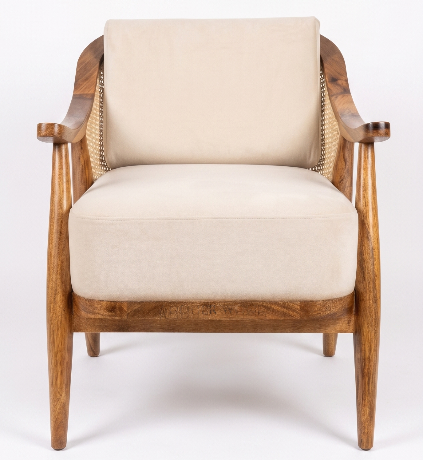 Adouer Wood Sheesham Solid Wood Armchair with Natural PU Finish