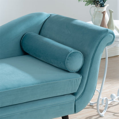 Aqua Velvet S-Shape Daybed with Solid Sheesham Wood Legs