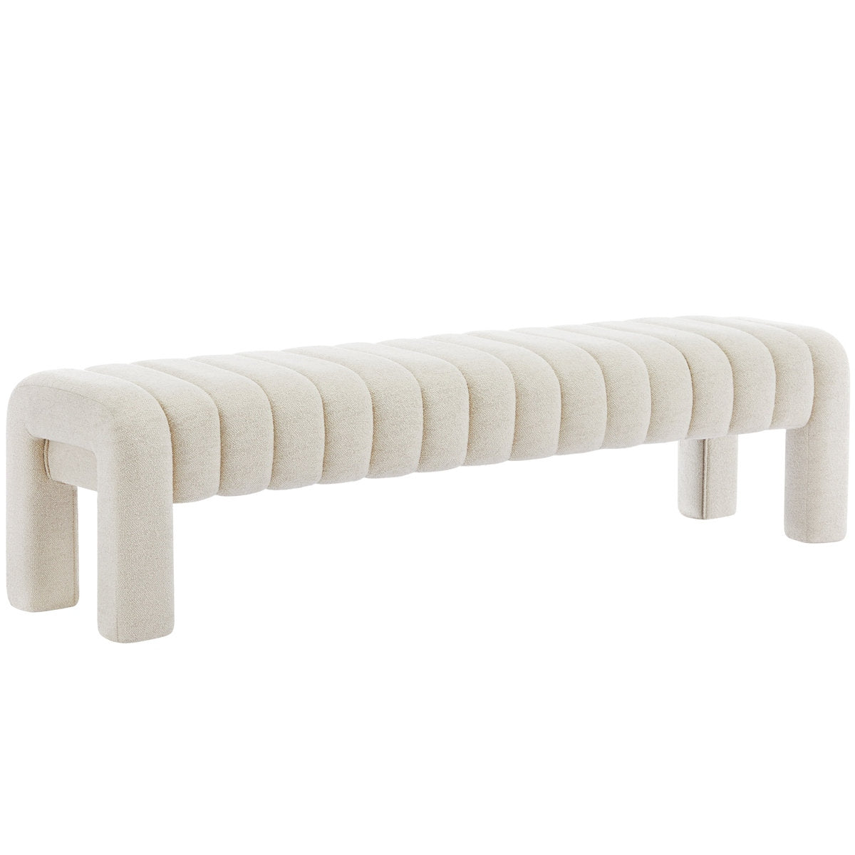 Ribbed Upholstered Bedroom Bench with Solid Wood Internal Frame