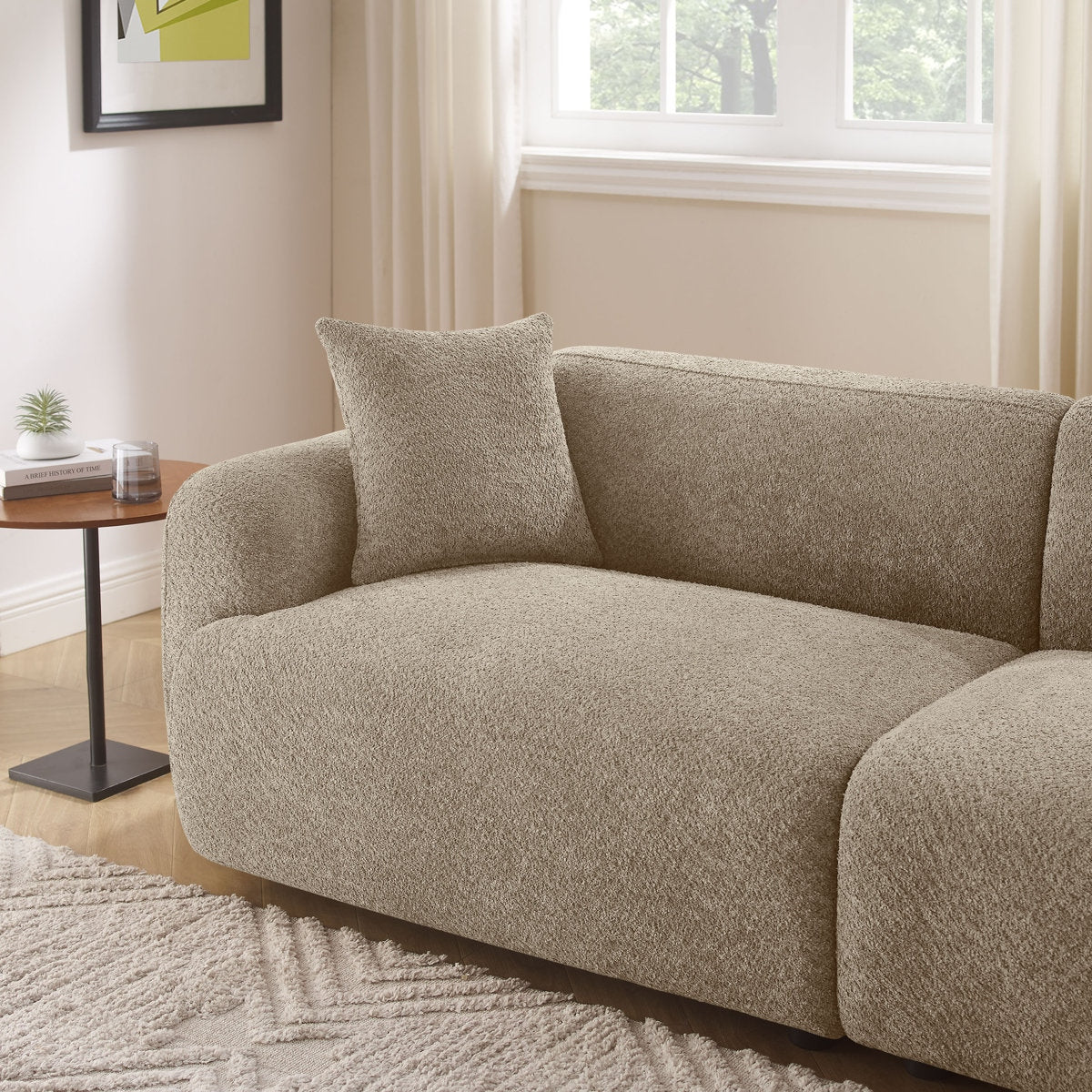 Luxe Boucle Modular 3 Seater Sofa with Sheesham Wood Frame