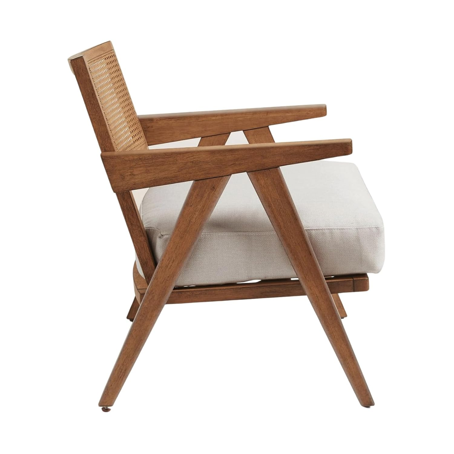 ADOUER WOOD Acacia Wood Rattan Handle Luxury Arm Chair - Natural