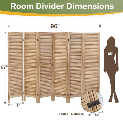 ADOUER WOOD 6-Panel Louvered Solid Wood Room Divider – Natural Ash Finish
