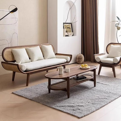 Timeless Comfort: Adouer Wood Sheesham & Cotton Linen 3 Seater Sofa
