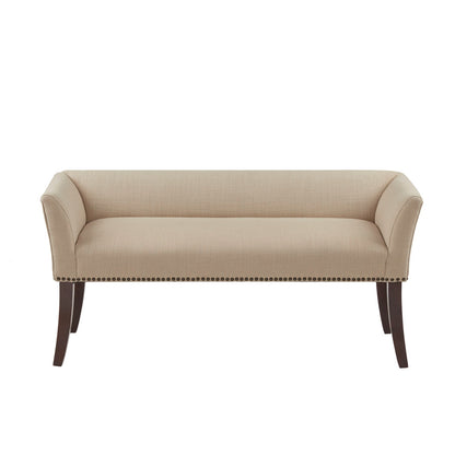 Adouer Wood Solid Sheesham Upholstered Bed Bench with Nailhead Trim