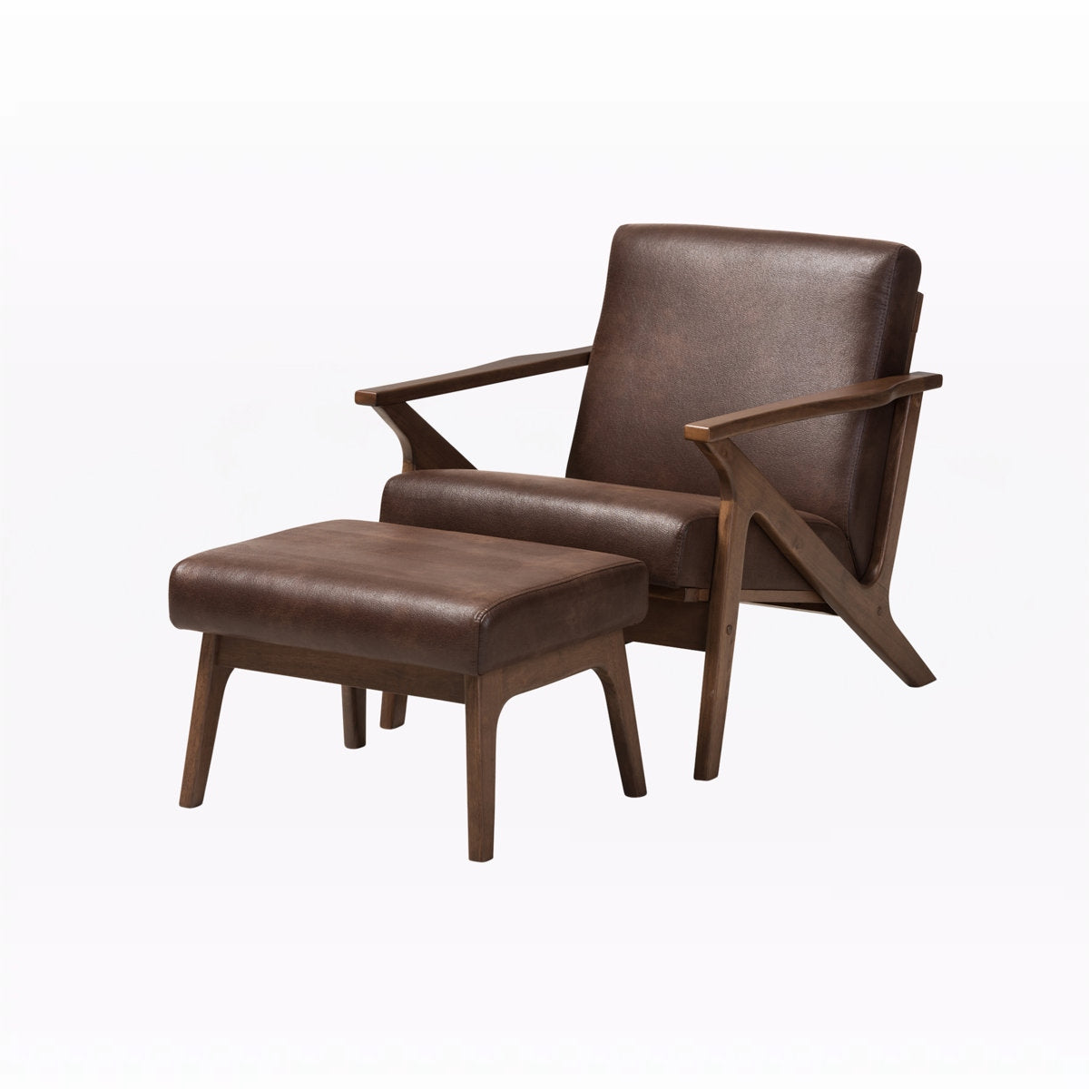 Relaxing Sheesham Wood Lounge Chair with Matching Footstool