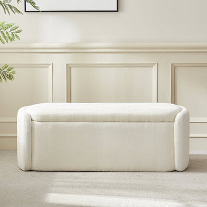 Nordic Solid Wood Storage Bench in Premium Upholstery
