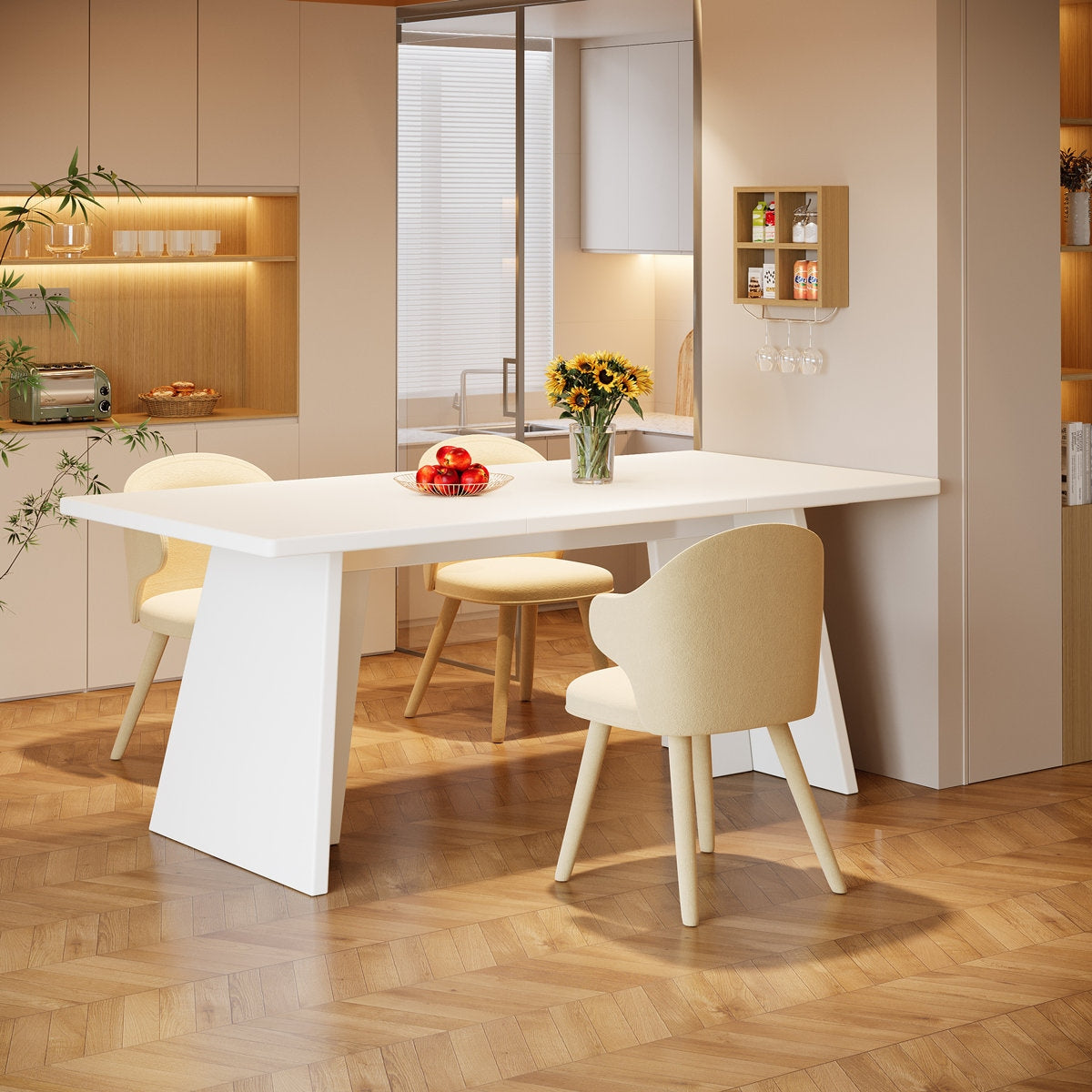 The Monarch Geometric Solid Wood Extendable Dining Table