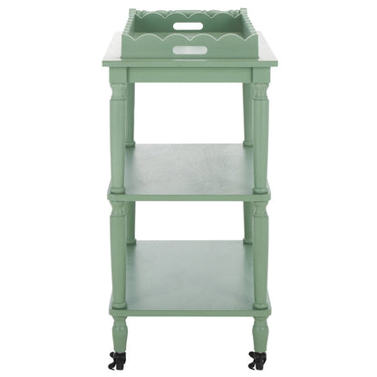 ADOUER WOOD  3-Tier Rolling Bar Cart with Removable Scalloped Tray and Spindle Legs