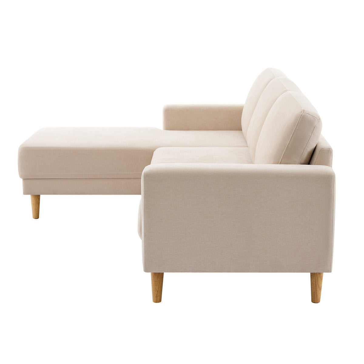 Luxury Acacia Wood Frame Velvet Sectional Sofa with Reversible Chaise