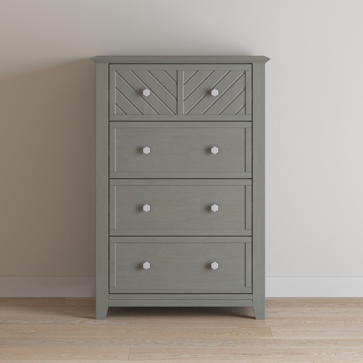 ADOUER WOOD Slate Gray Wood Tallboy Dresser for Nursery and Children’s Bedroom
