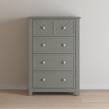 ADOUER WOOD Slate Gray Wood Tallboy Dresser for Nursery and Children’s Bedroom