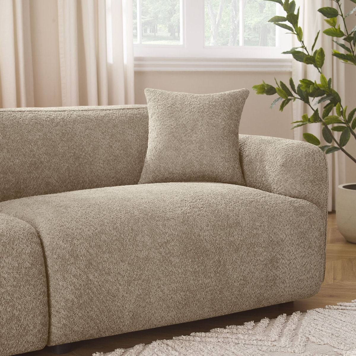 Luxe Boucle Modular 3 Seater Sofa with Sheesham Wood Frame