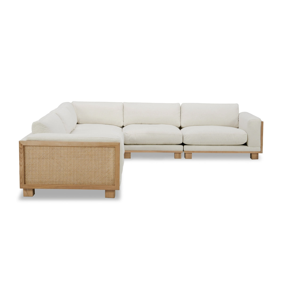 Adouer Wood Acacia Frame Velvet Upholstered Sectional 6 Sofa – Elegant Modern Comfort