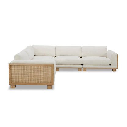 Adouer Wood Acacia Frame Velvet Upholstered Sectional 6 Sofa – Elegant Modern Comfort
