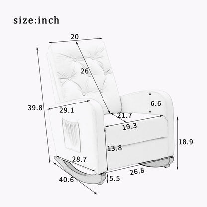 Luxurious Velvet Upholstered Rocking Chair with Solid Wood Base