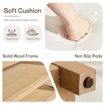 Space-Saving Solid Wood Shoe Bench with Dual Shelves and Comfortable Upholstered Seating