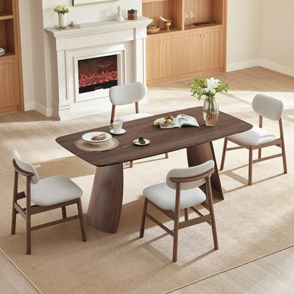 The Arca Sculptural Dining Table: 6-Seater Solid Wood with Curved Tapered Legs