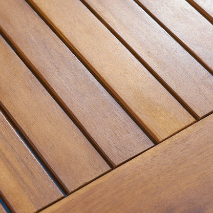 ADOUER WOOD Round Slatted Wooden Patio Table with 4 Matching Armchairs
