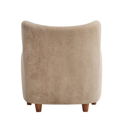 Modern Curved Velvet Wingback Chair with Solid Acacia Wood Frame