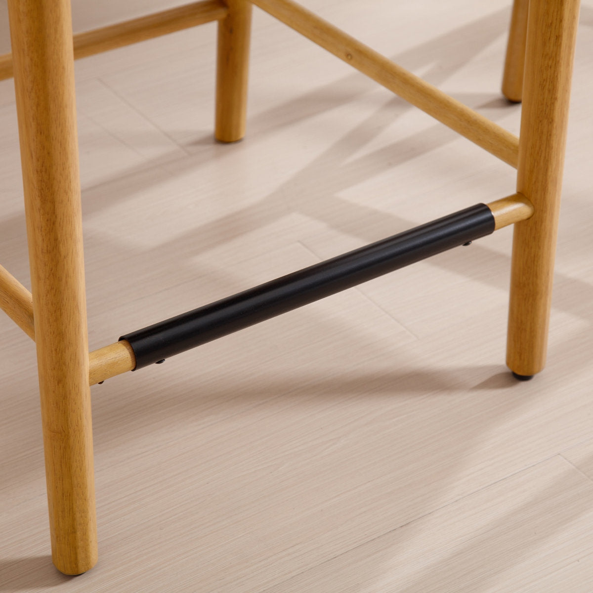 The Heritage Solid Wood Bar Stool Set – Handcrafted Woven Rattan & Cotton Upholstery