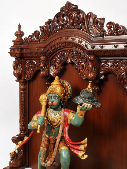 Premium Walnut Finish Sheesham Wood Pooja Mandir with Majestic Arch Design