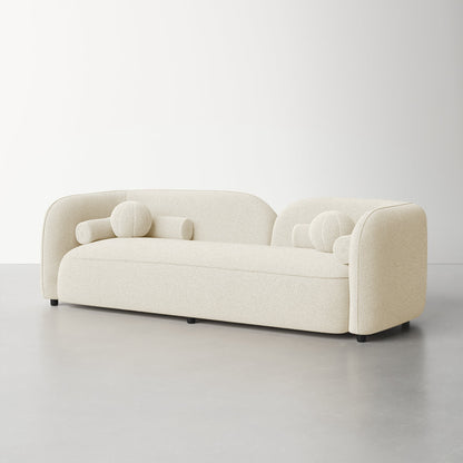 Retro Low-Profile Deep Channel Tufted Sofa with Solid Wood Frame