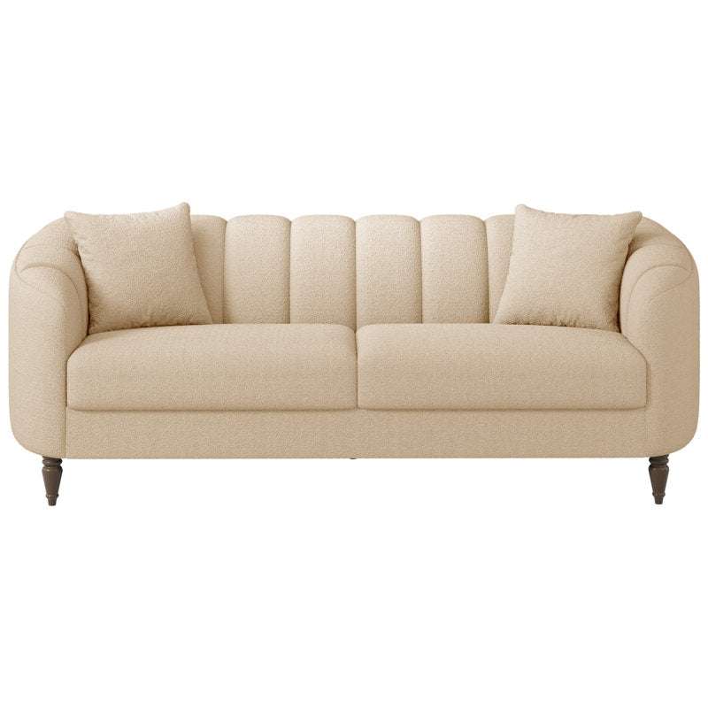 The Scalloped Boucle Sofa Shell-Back Design with Solid Wood Frame