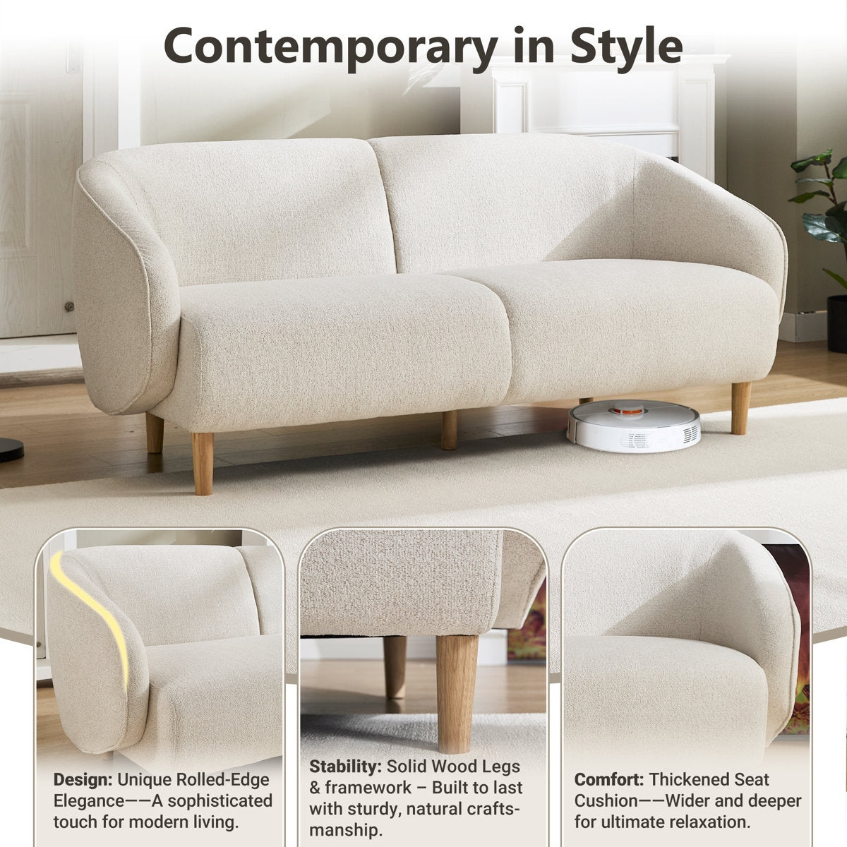 Curvaceous Comfort: Solid Wood & Jute Sofa Collection