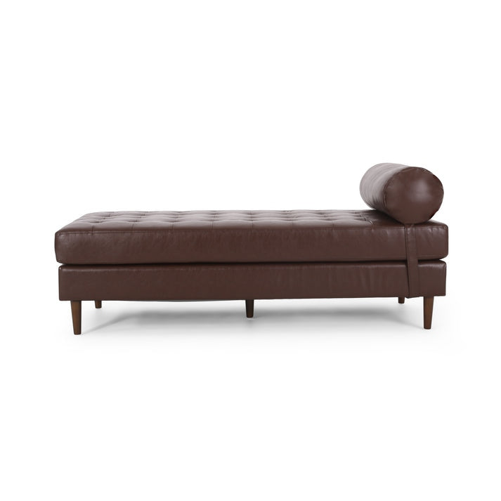 Versatile Sheesham Wood Chaise Lounger Leather Sofa for Entryway or Living Room