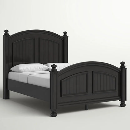 Adouer Wood Luxurious White Arch-Top Sheesham Wood Traditional Panel Bed