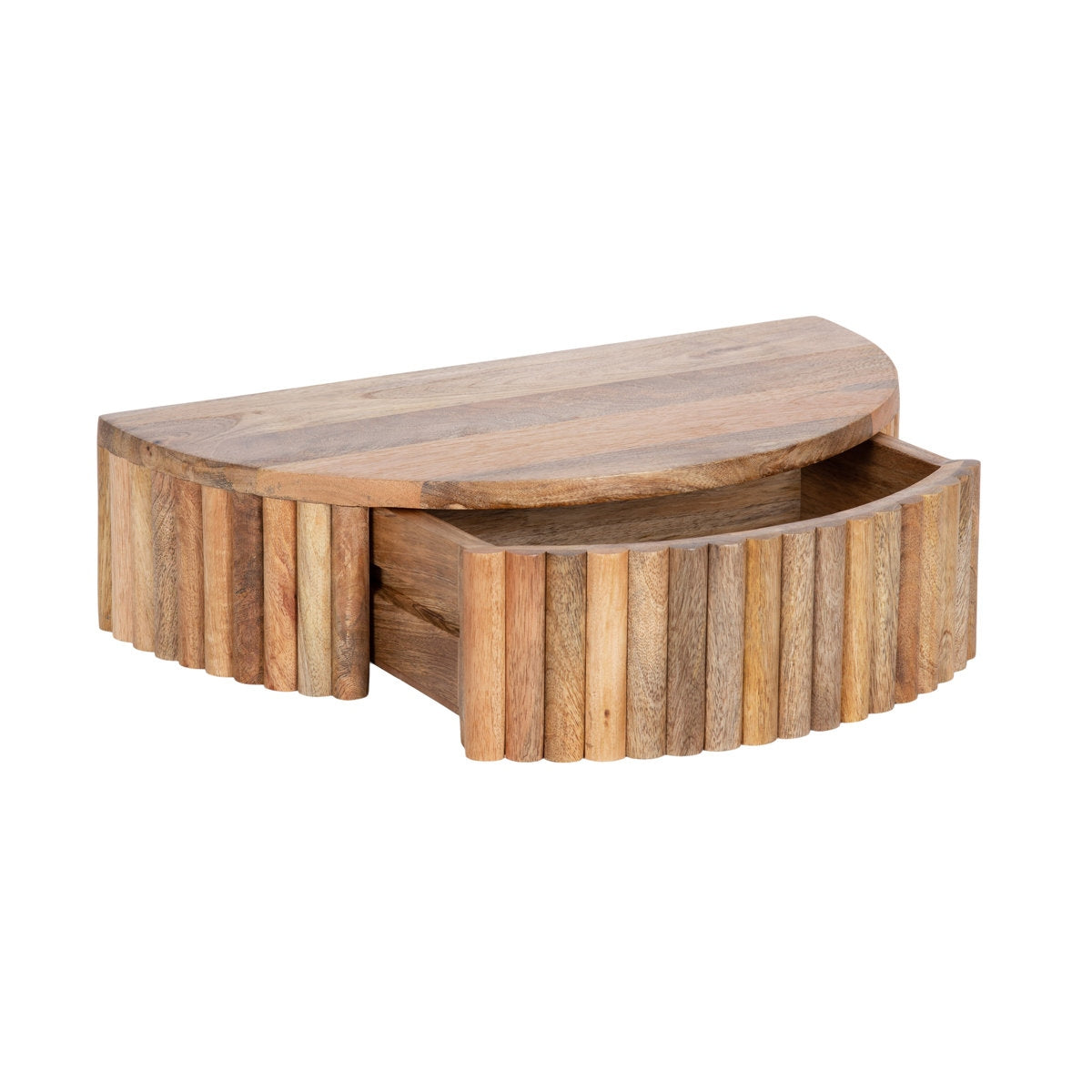 Solid Wood Fluted Semi-Circle Floating Wall Shelve