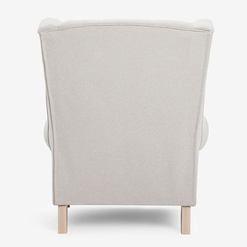 ADOUER WOOD Solid Wood Leg & Frame With Cotton Fabric Wingback Chair