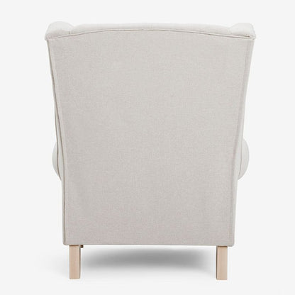 ADOUER WOOD Solid Wood Leg & Frame With Cotton Fabric Wingback Chair