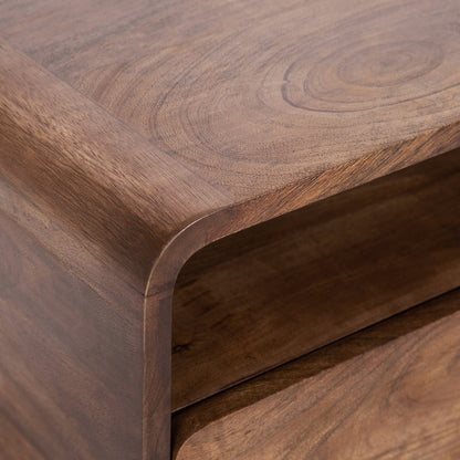 Mid-Century Modern Curved Floating Nightstand with Drawer