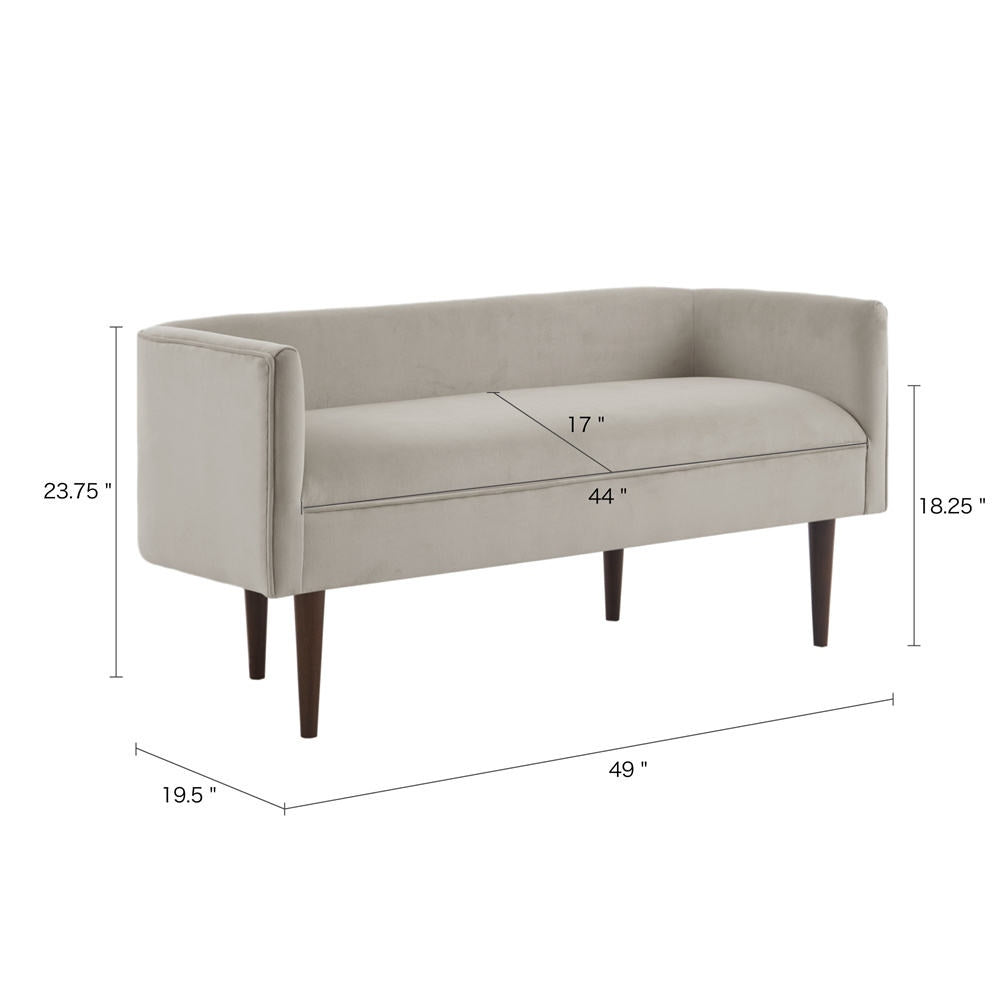 Modern Velvet End-of-Bed Bench with Sheesham Wood Frame
