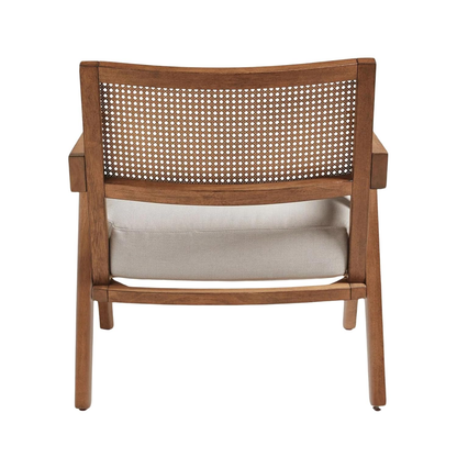 ADOUER WOOD Acacia Wood Rattan Handle Luxury Arm Chair - Natural