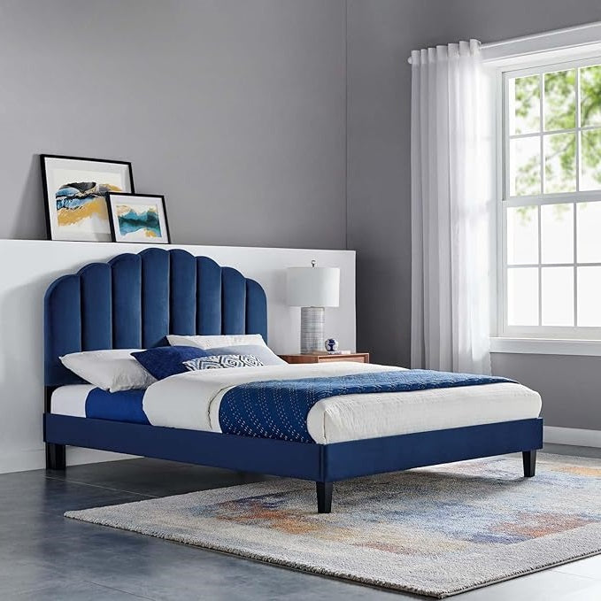 ADOUER WOOD Upholstered Bed Good Look Design in Headboard, Without Storage