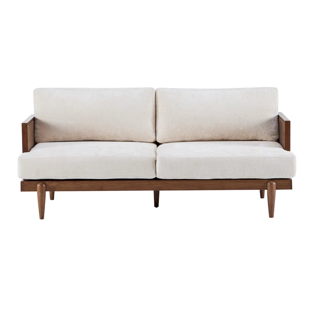 ADOUER WOOD Vintage Charm Wooden 3 Seater Sofa with Cane Sides