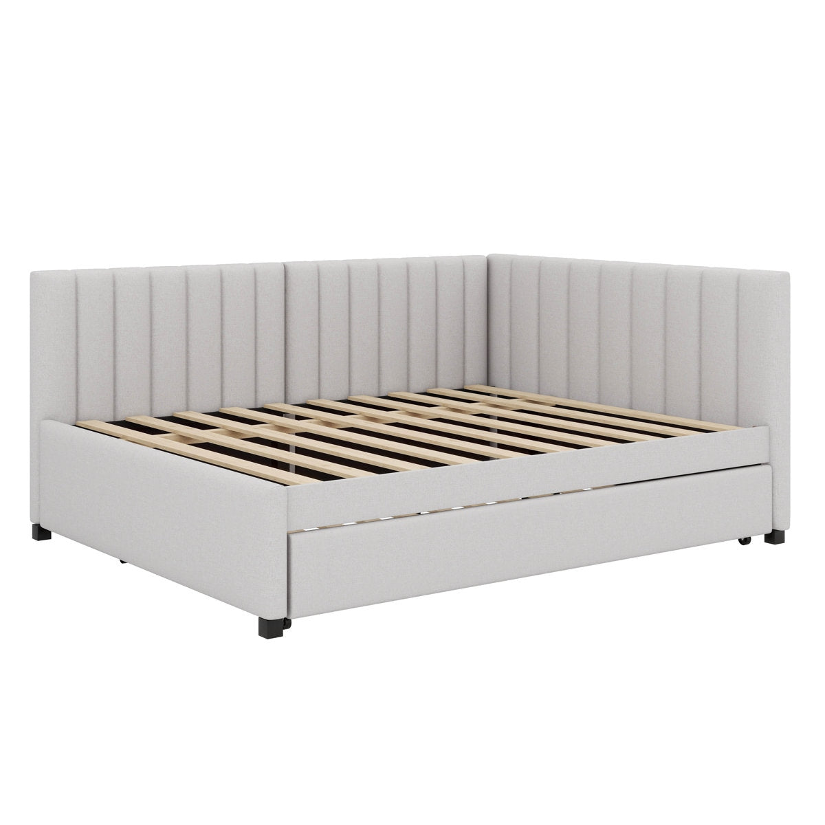 The Modern Sophisticate: Vertical Channel Tufted Solid Wood Daybed with Hidden