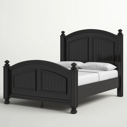 Adouer Wood Luxurious White Arch-Top Sheesham Wood Traditional Panel Bed