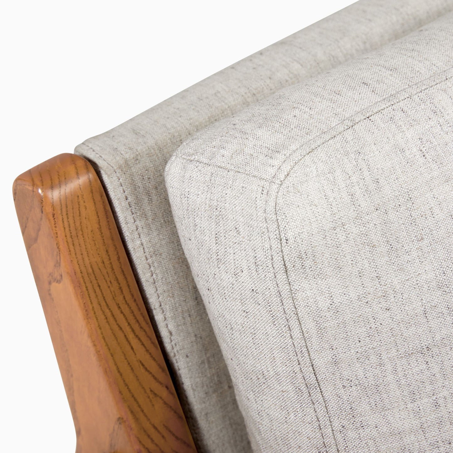 Adouer Wood Solid Wood 3 Seater Sofa in Natural Finish with Plush Cotton Comfort
